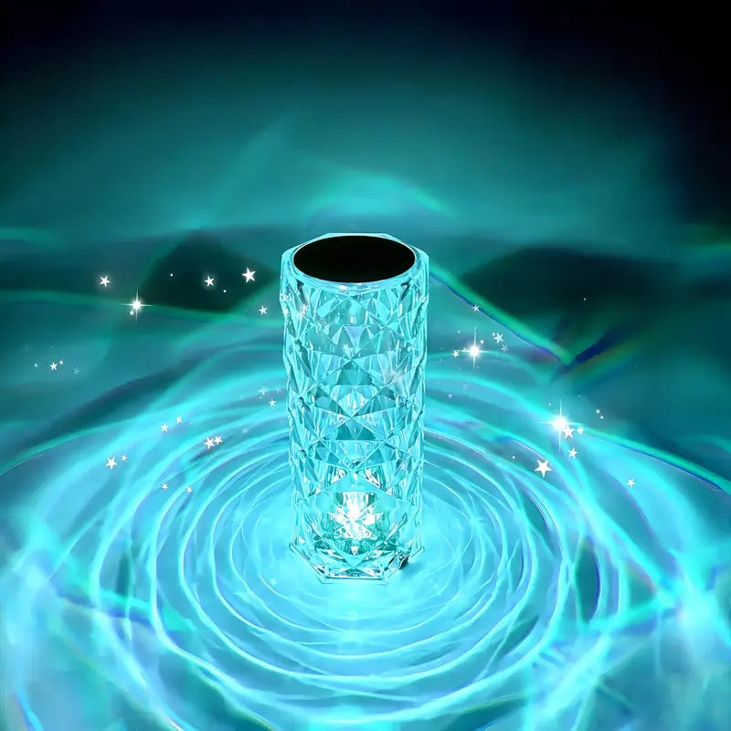 Rose Diamond Crystal Table Lamp – Rechargeable RGB Touch Lamp with Remote & USB Charging