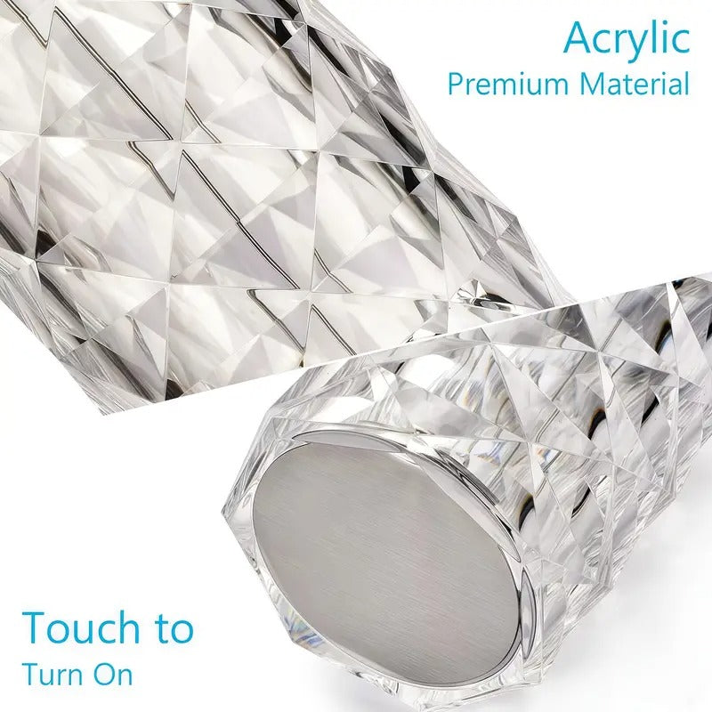 Rose Diamond Crystal Table Lamp – Rechargeable RGB Touch Lamp with Remote & USB Charging